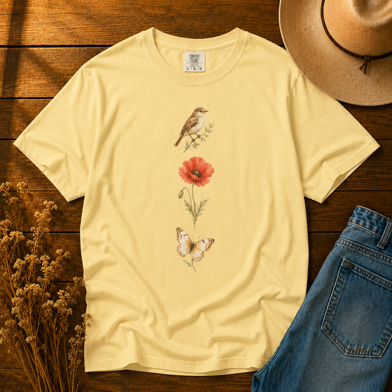 Three Good Things — Bird, Poppy, Butterfly No. 1 Tee