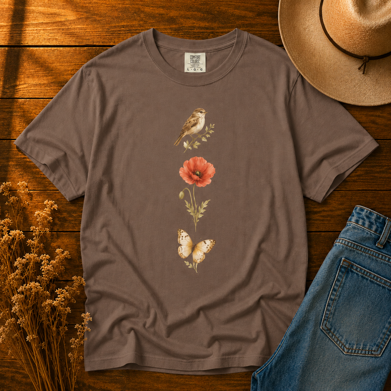 Three Good Things — Bird, Poppy, Butterfly No. 1 Tee