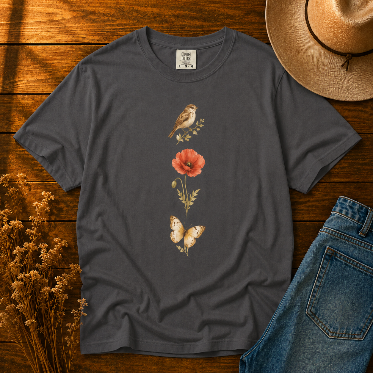 Three Good Things — Bird, Poppy, Butterfly No. 1 Tee