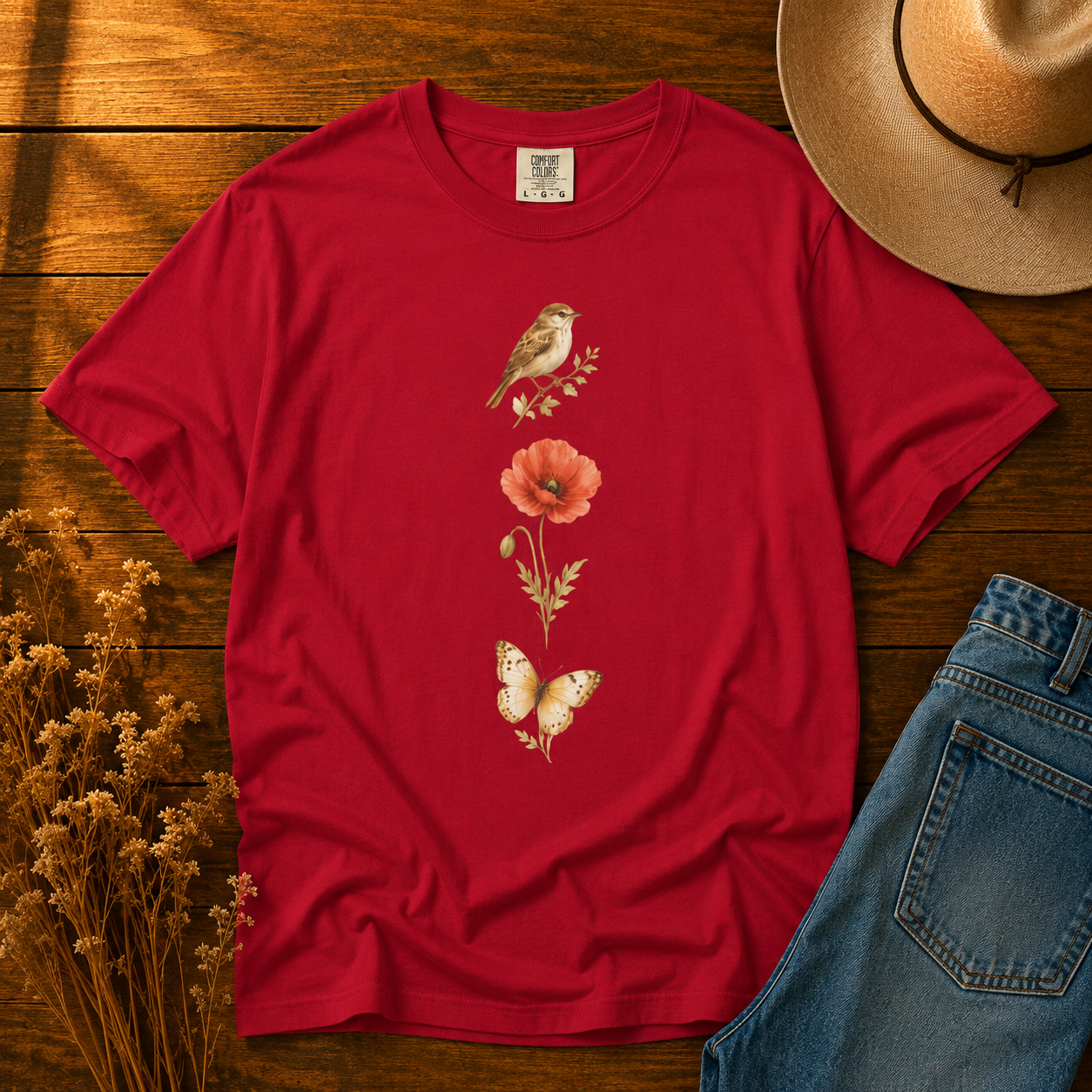 Three Good Things — Bird, Poppy, Butterfly No. 1 Tee