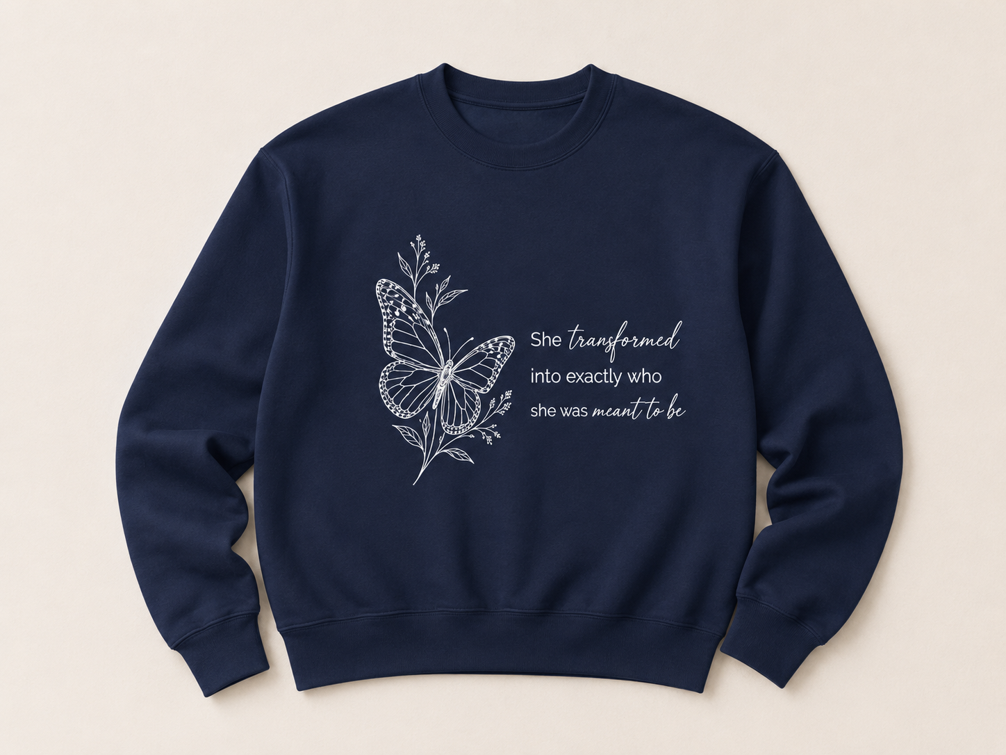 She Transformed — Butterfly Botanical Sweatshirt