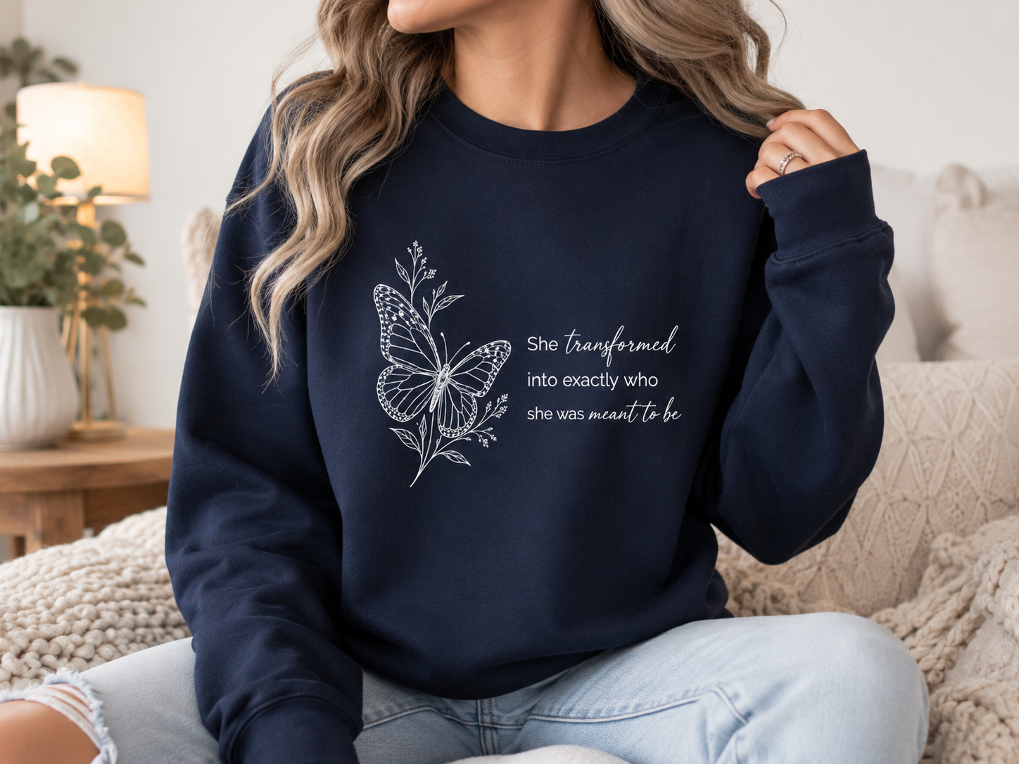 She Transformed — Butterfly Botanical Sweatshirt