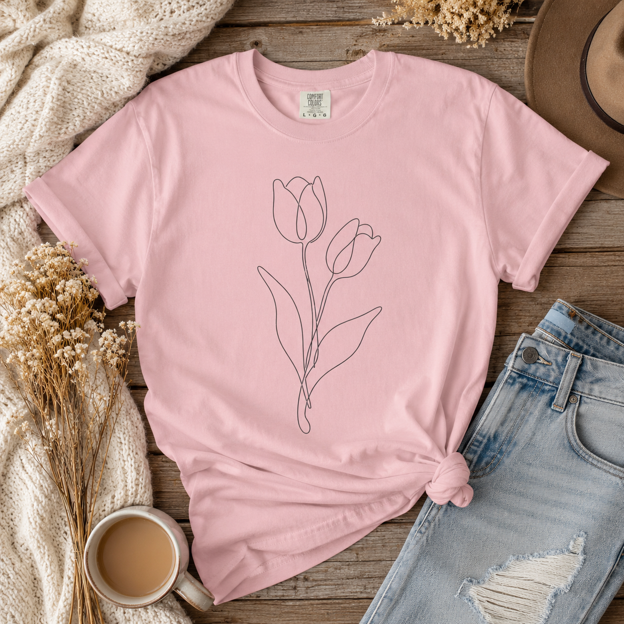 Tulip Line Art v2 Tee
