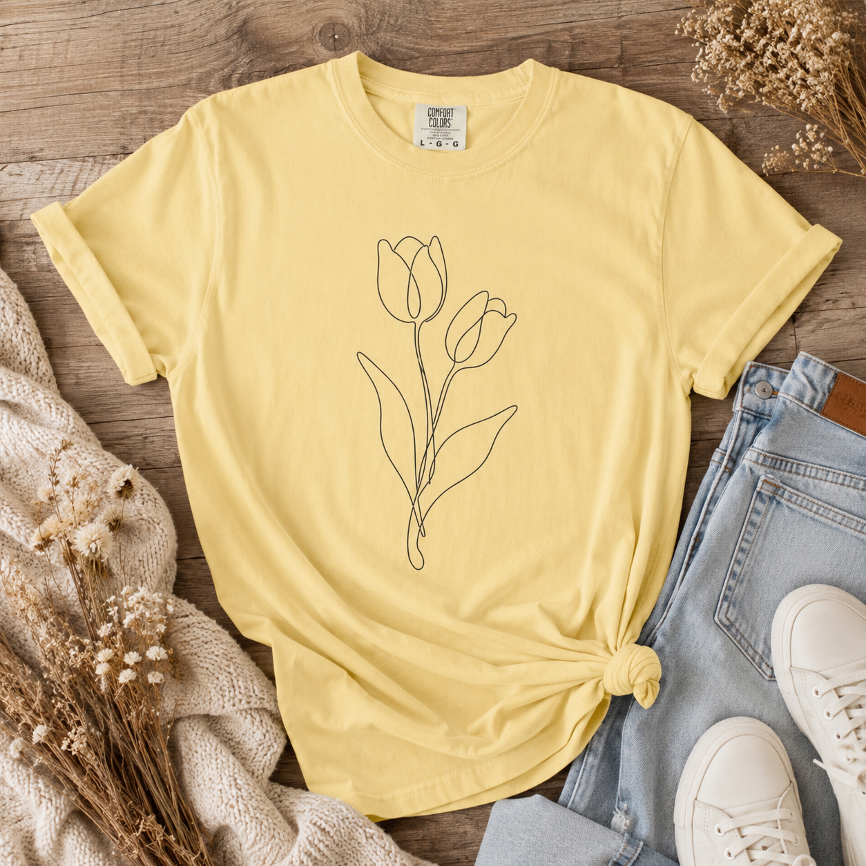 Tulip Line Art v2 Tee