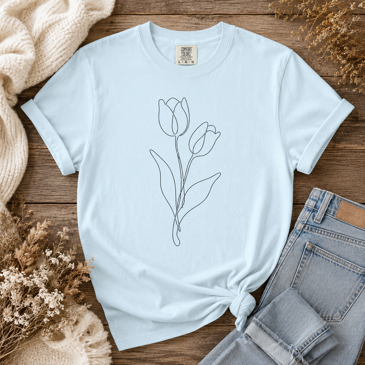 Tulip Line Art v2 Tee