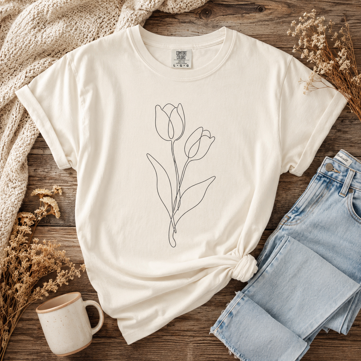 Tulip Line Art v2 Tee