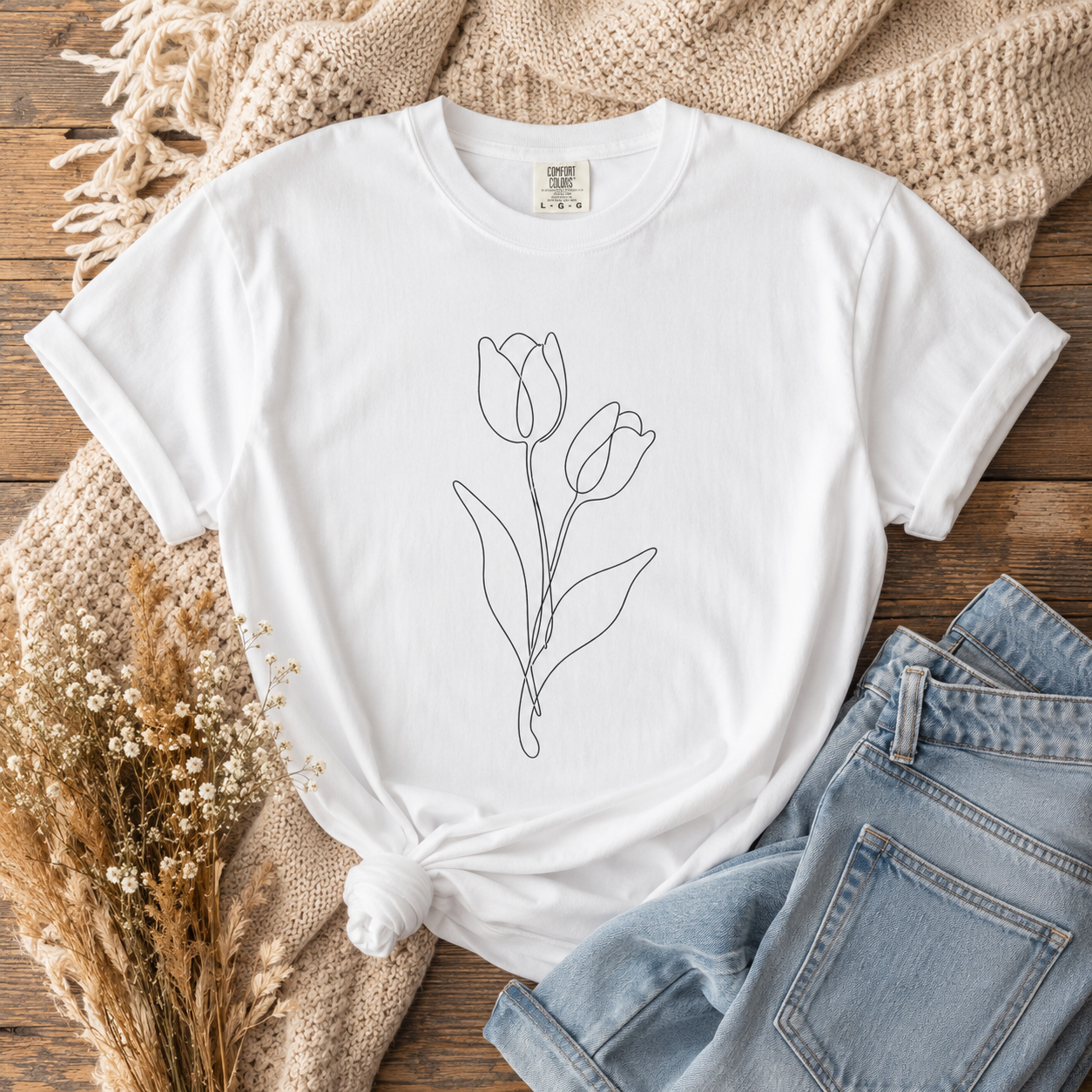 Tulip Line Art v2 Tee
