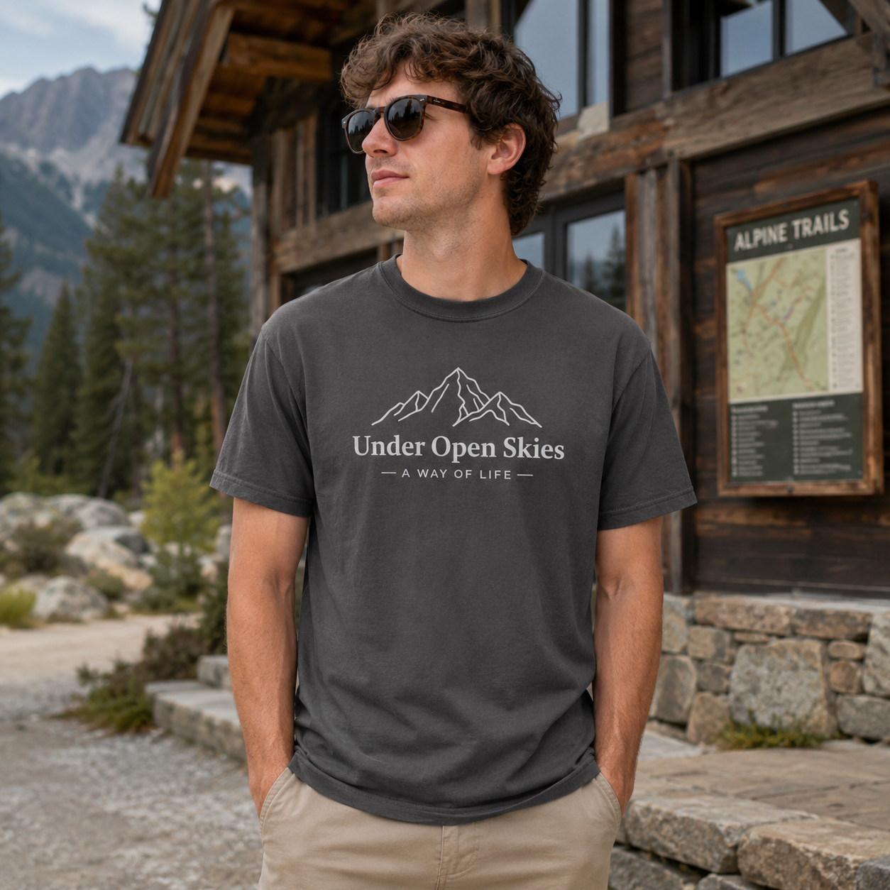 Under Open Skies - Minimalist Mountain Tee