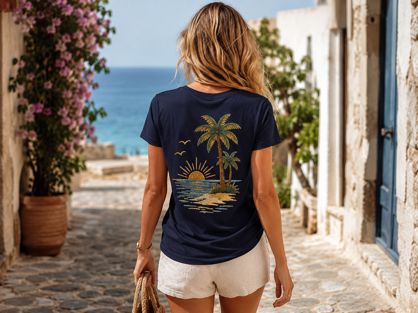 Vacation Mode — Front & Back V-Neck Tee