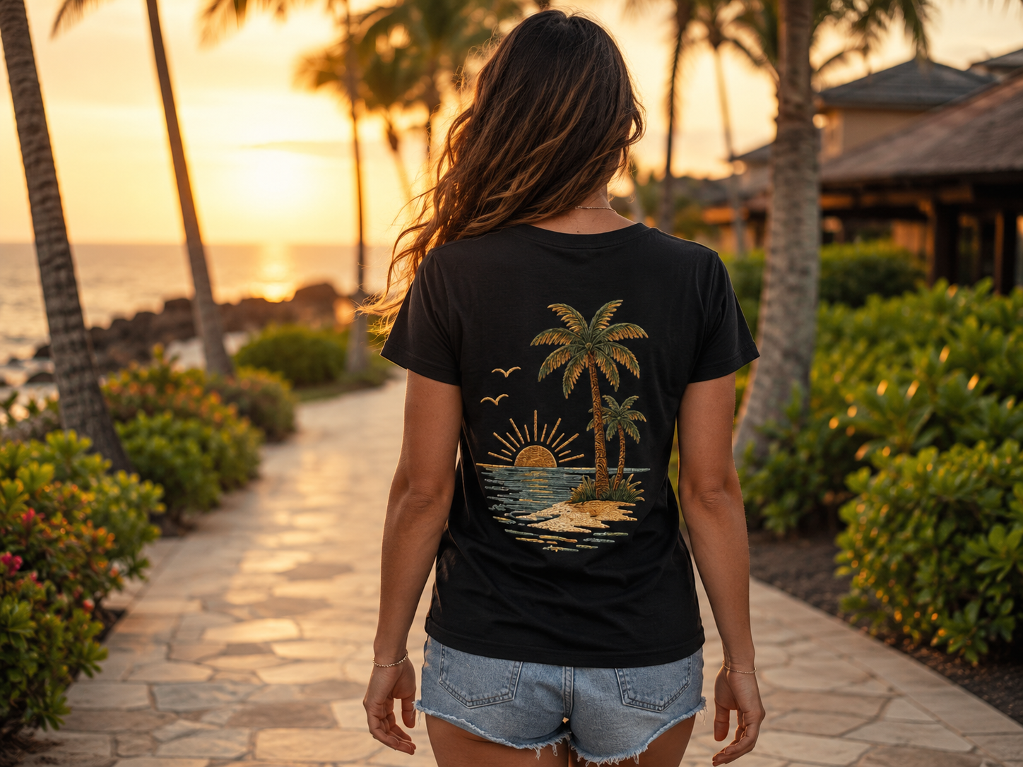 Vacation Mode — Front & Back V-Neck Tee