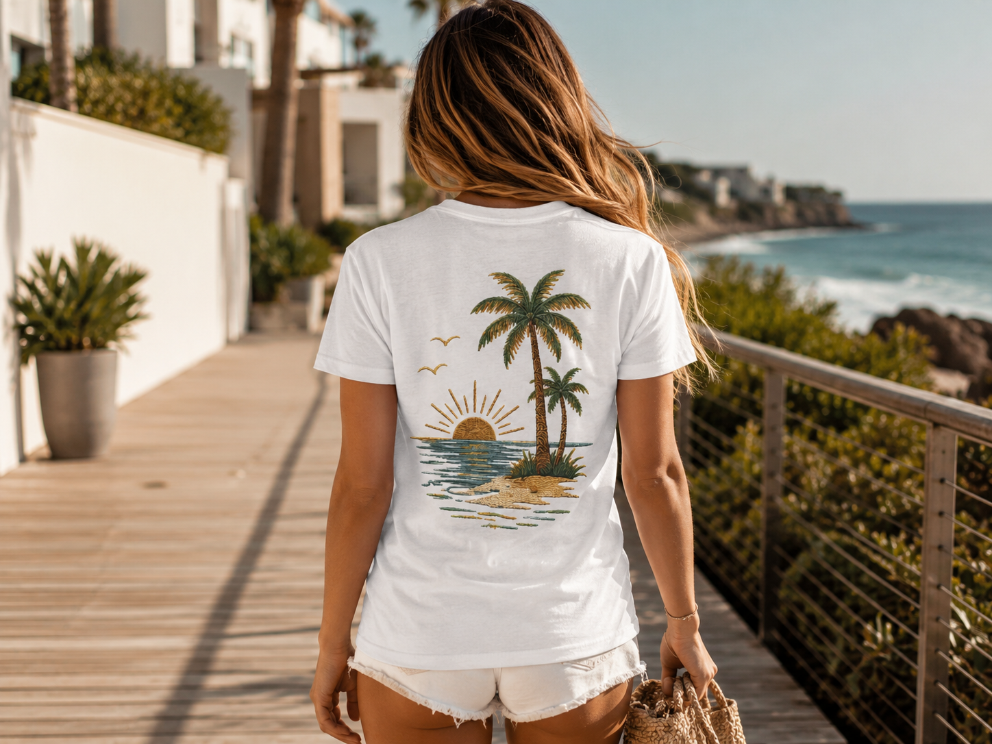 Vacation Mode — Front & Back V-Neck Tee