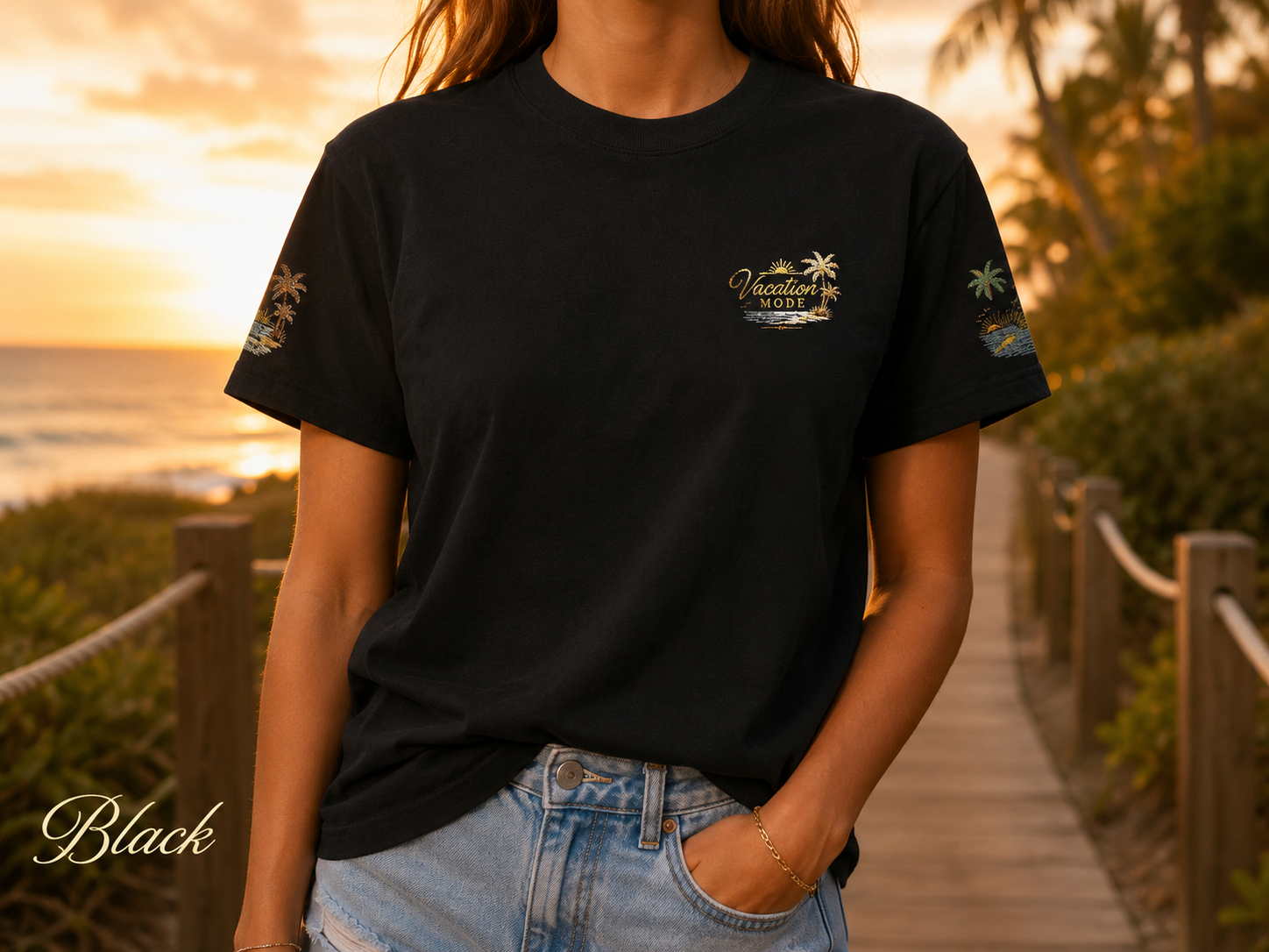Vacation Mode — Embroidered Garment-Dyed Tee
