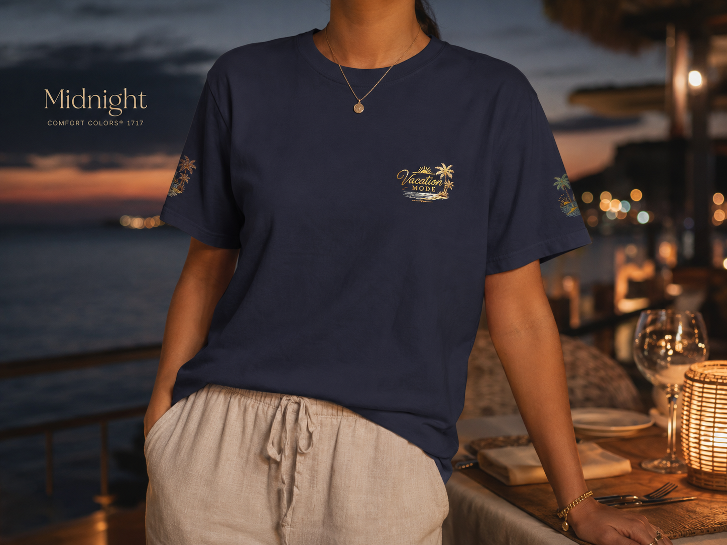 Vacation Mode — Embroidered Garment-Dyed Tee