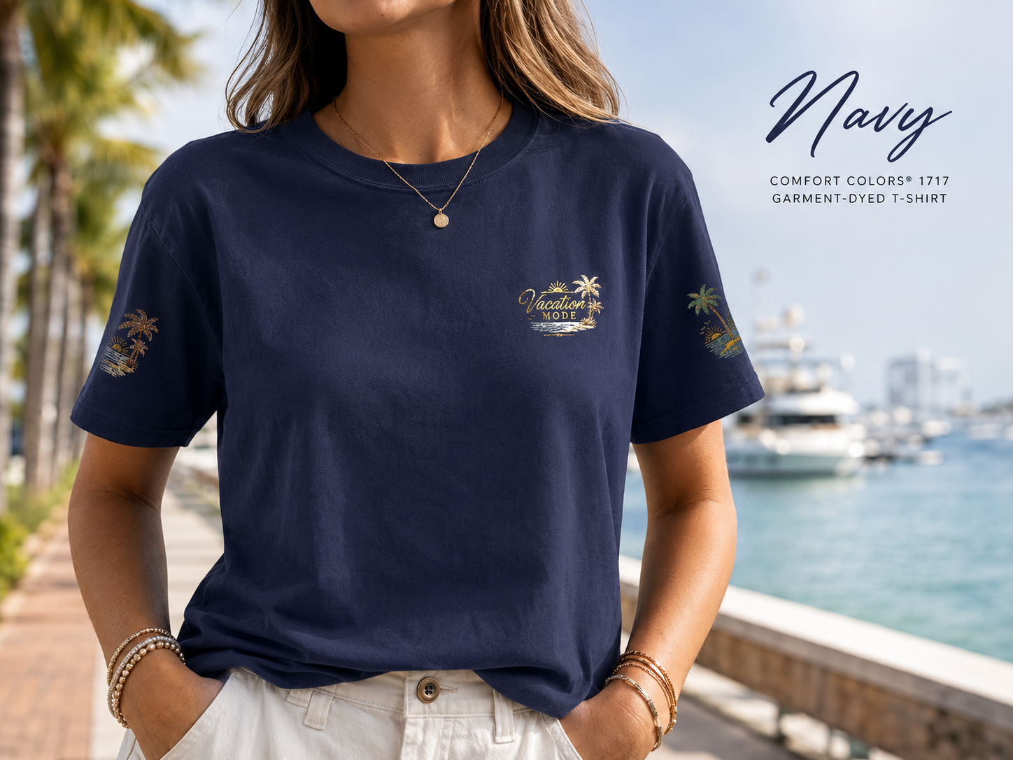 Vacation Mode — Embroidered Garment-Dyed Tee