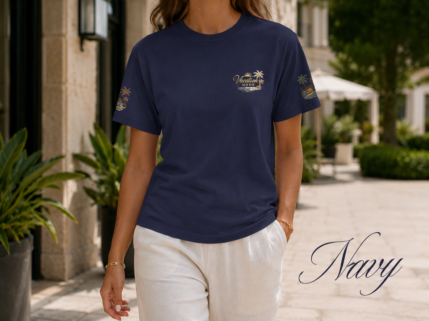 Vacation Mode — Embroidered Garment-Dyed Tee