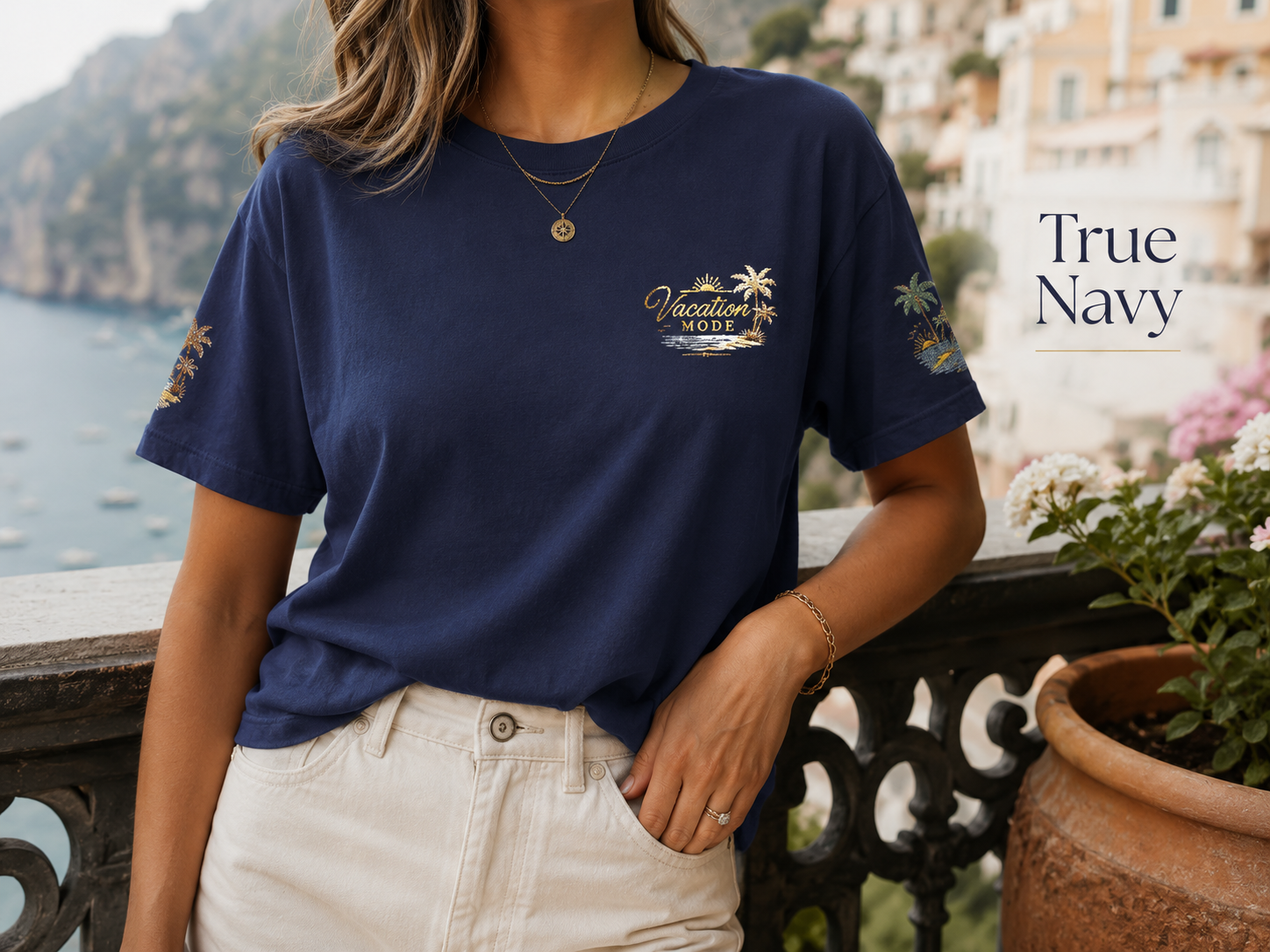 Vacation Mode — Embroidered Garment-Dyed Tee