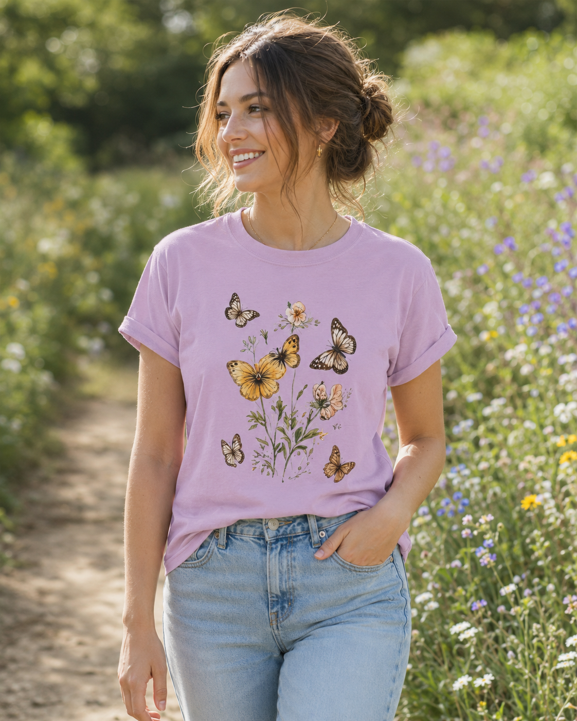 Watercolor Butterfly Garden Tee