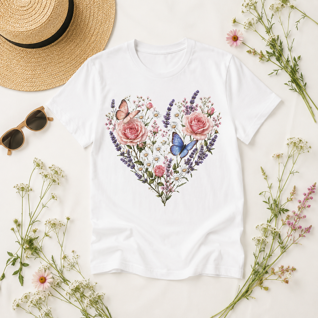 Wildflower Heart - Floral & Butterfly Botanical Tee