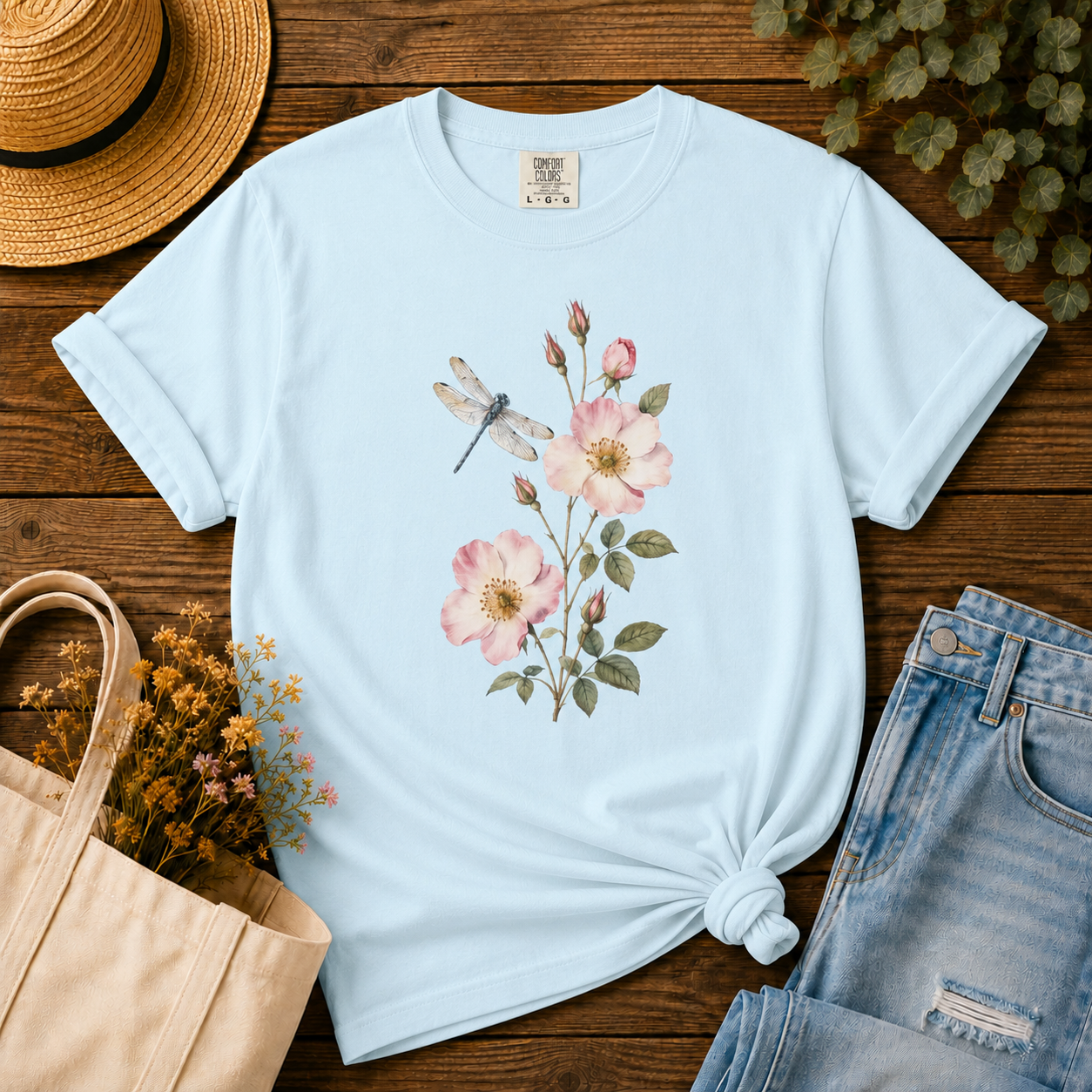 Wild Rose & Dragonfly Tee