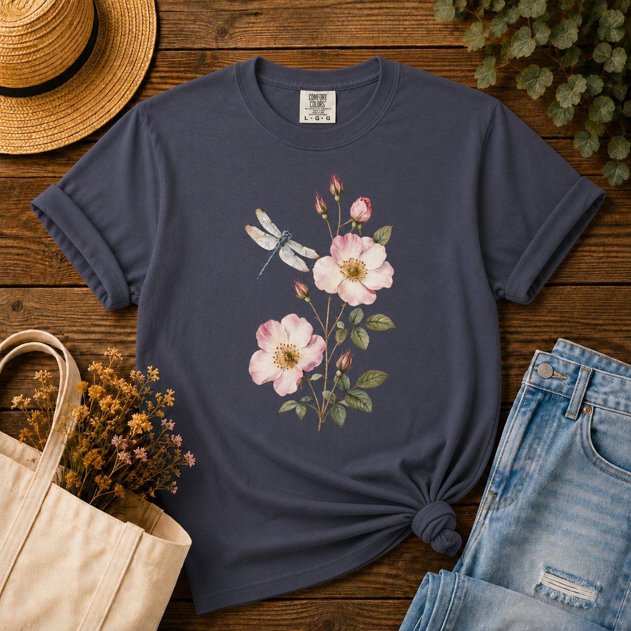 Wild Rose & Dragonfly Tee