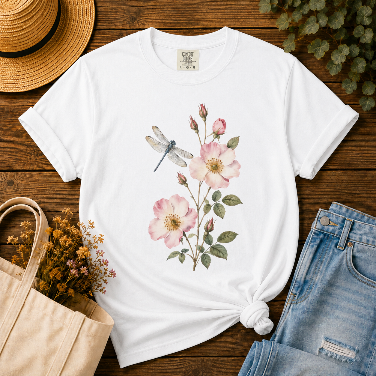 Wild Rose & Dragonfly Tee