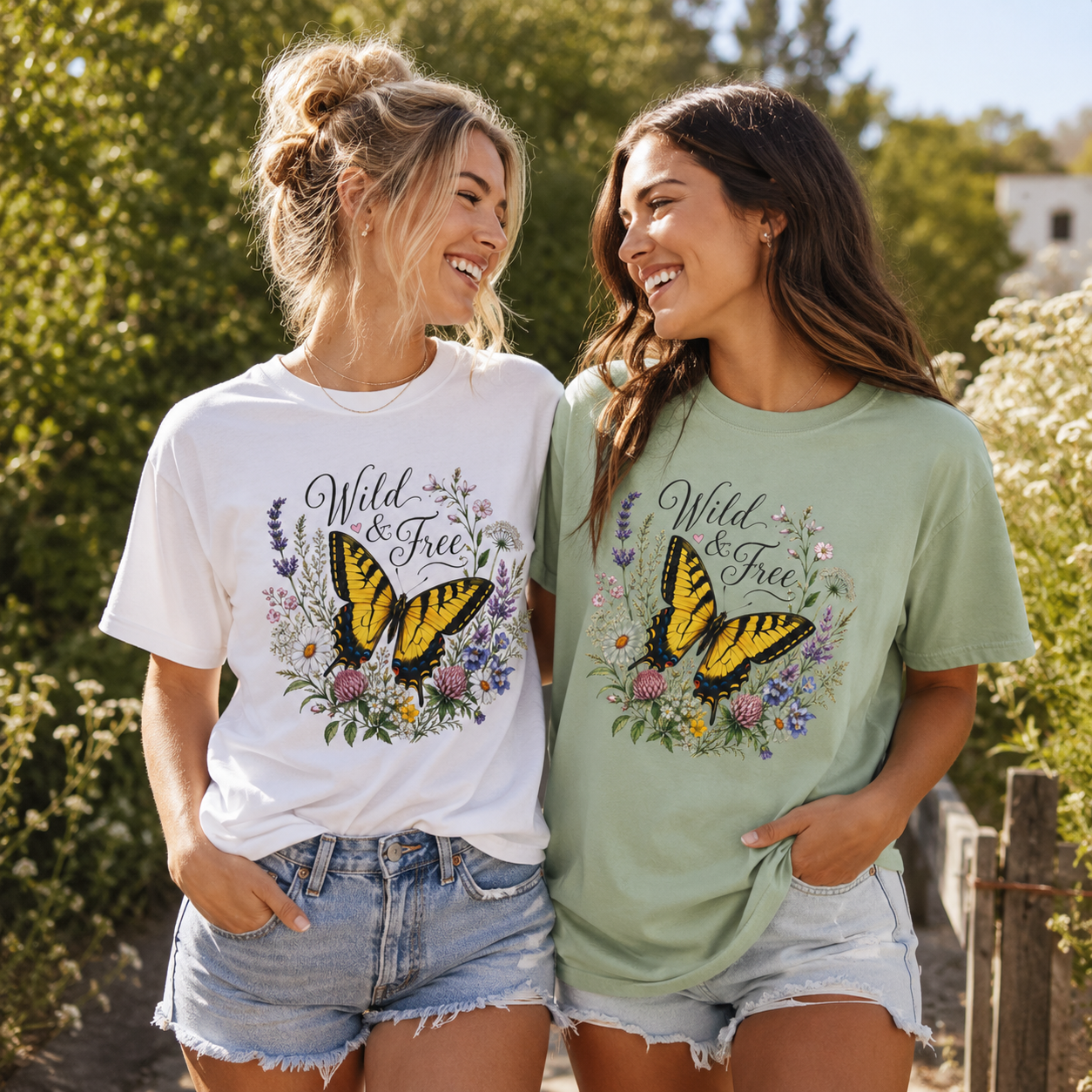 Wild & Free - Butterfly Wildflower Tee