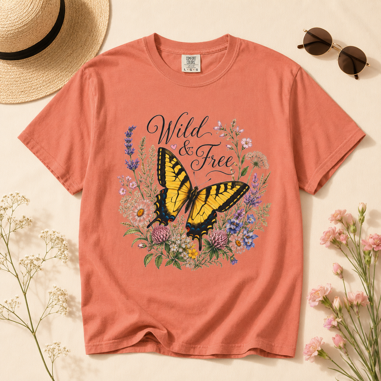 Wild & Free - Butterfly Wildflower Tee