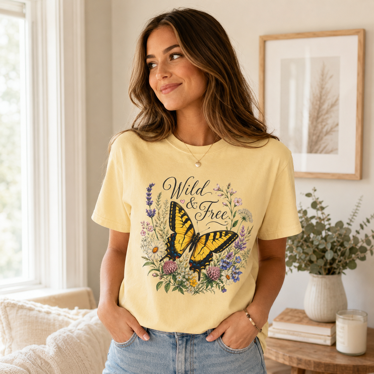 Wild & Free - Butterfly Wildflower Tee