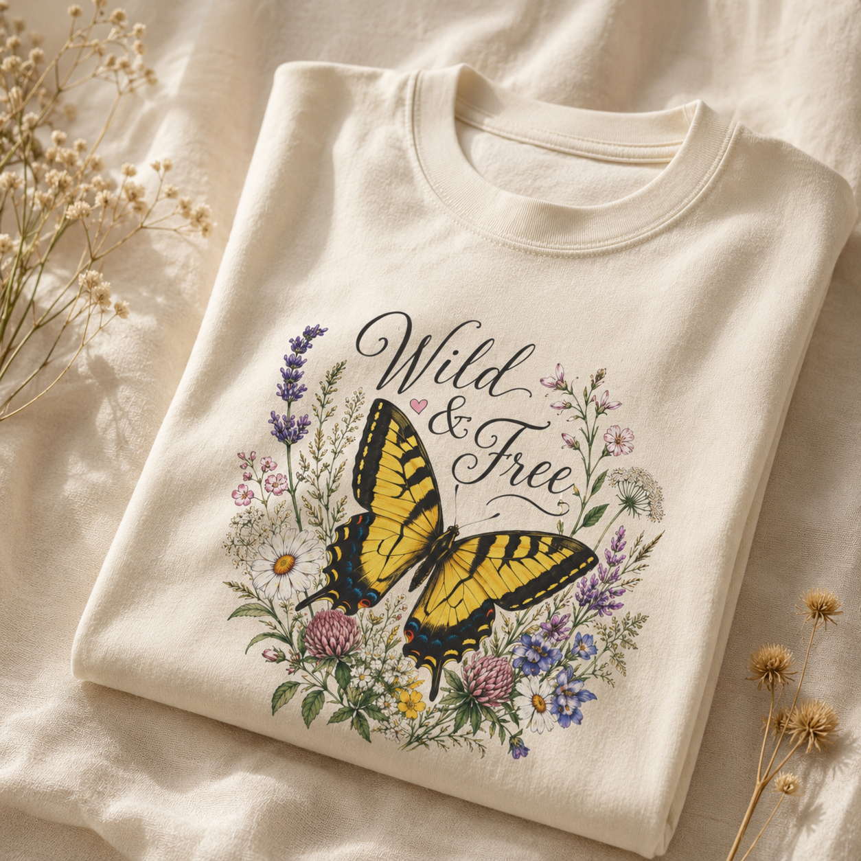 Wild & Free - Butterfly Wildflower Tee