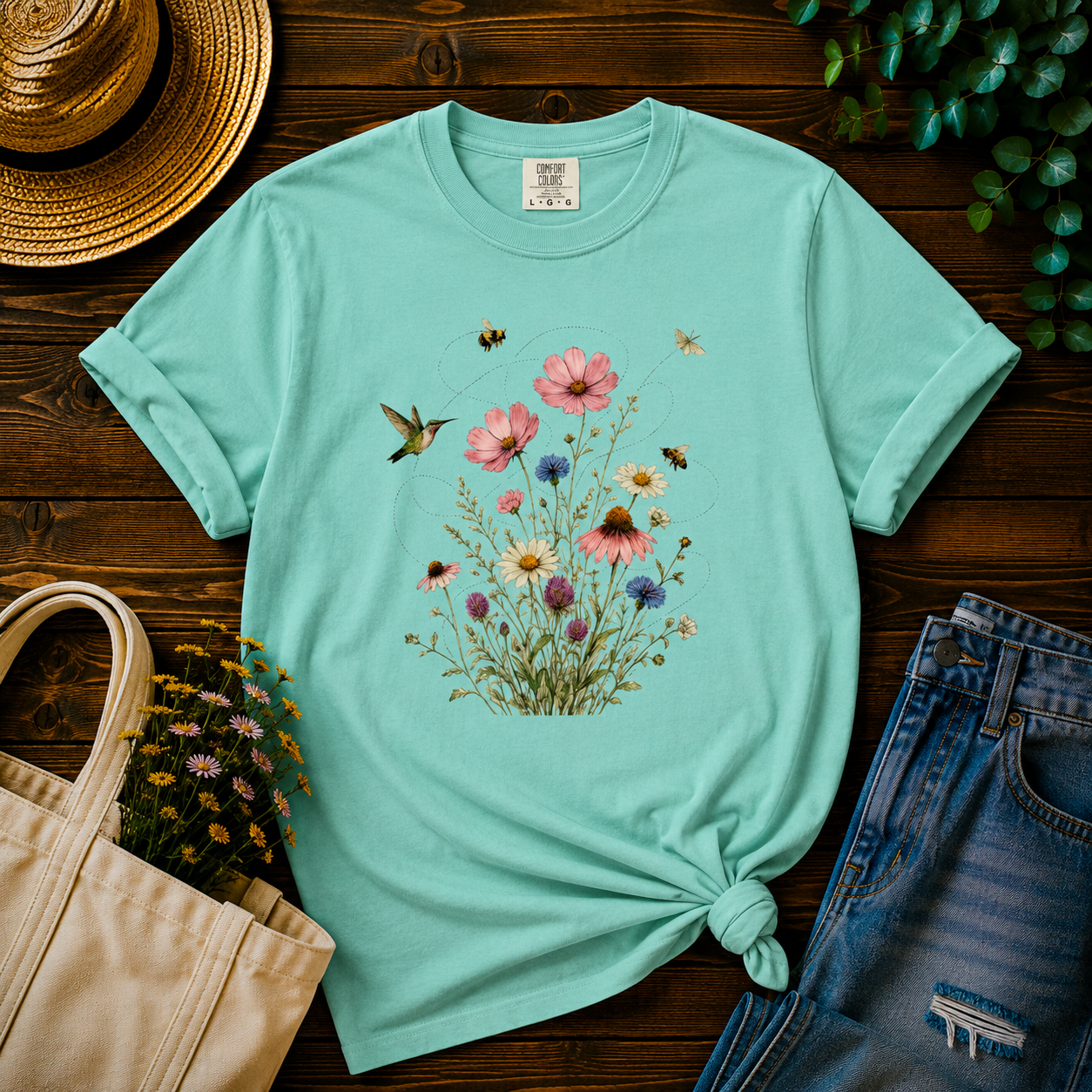 Wildflower Bouquet Hummingbird Tee
