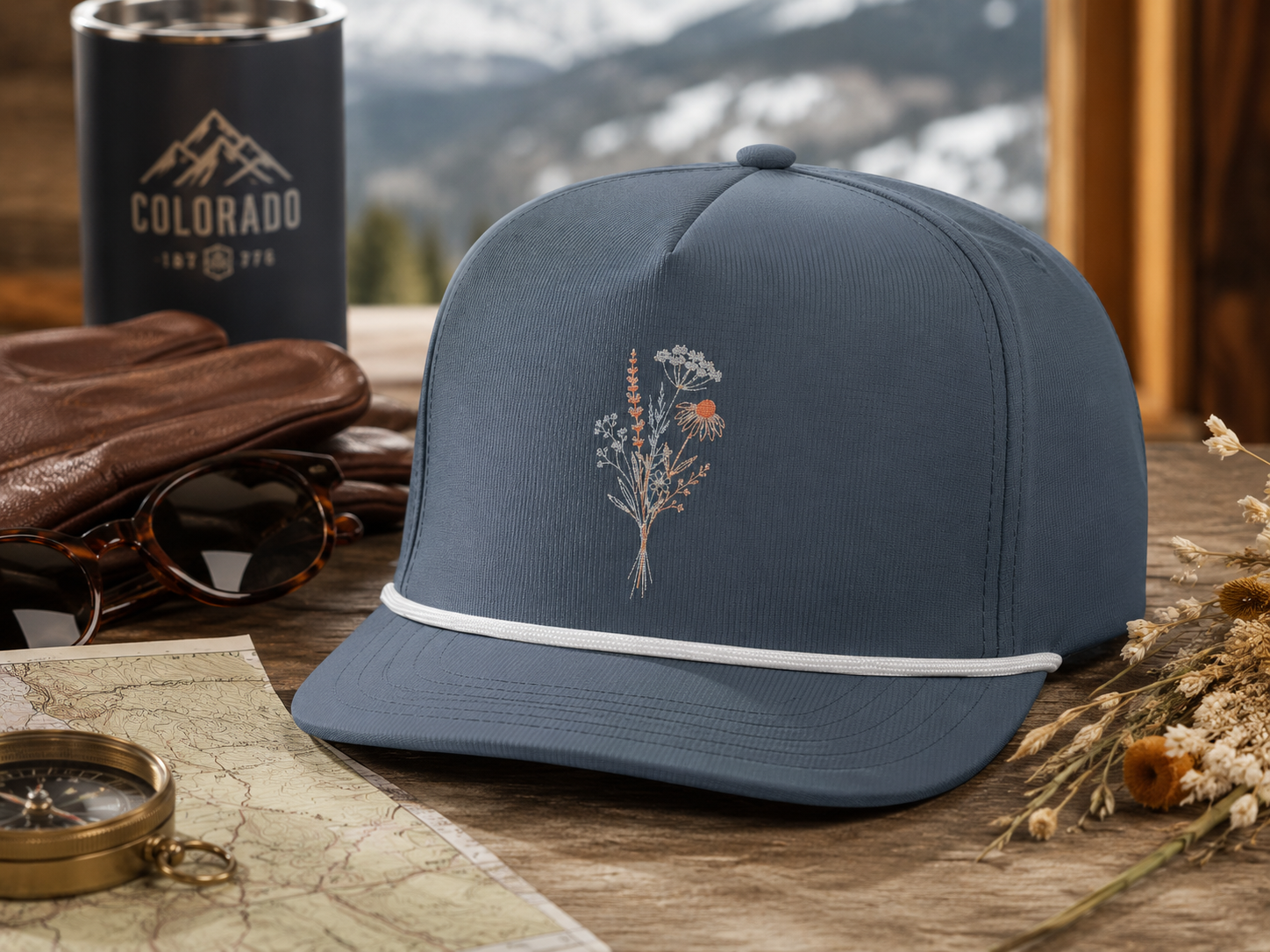 Wildflower Bouquet — Embroidered Rope Cap