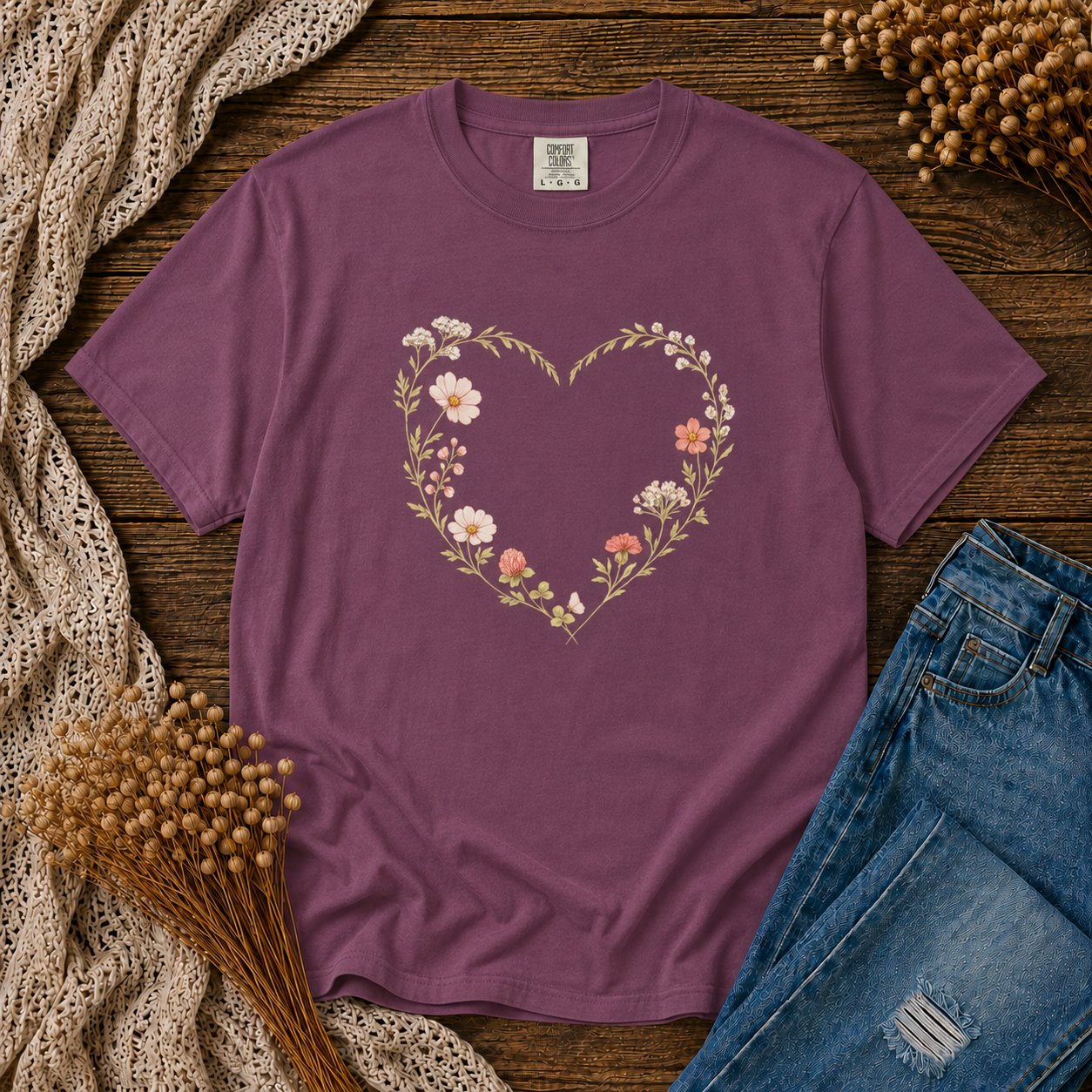Wildflower Heart Wreath Tee