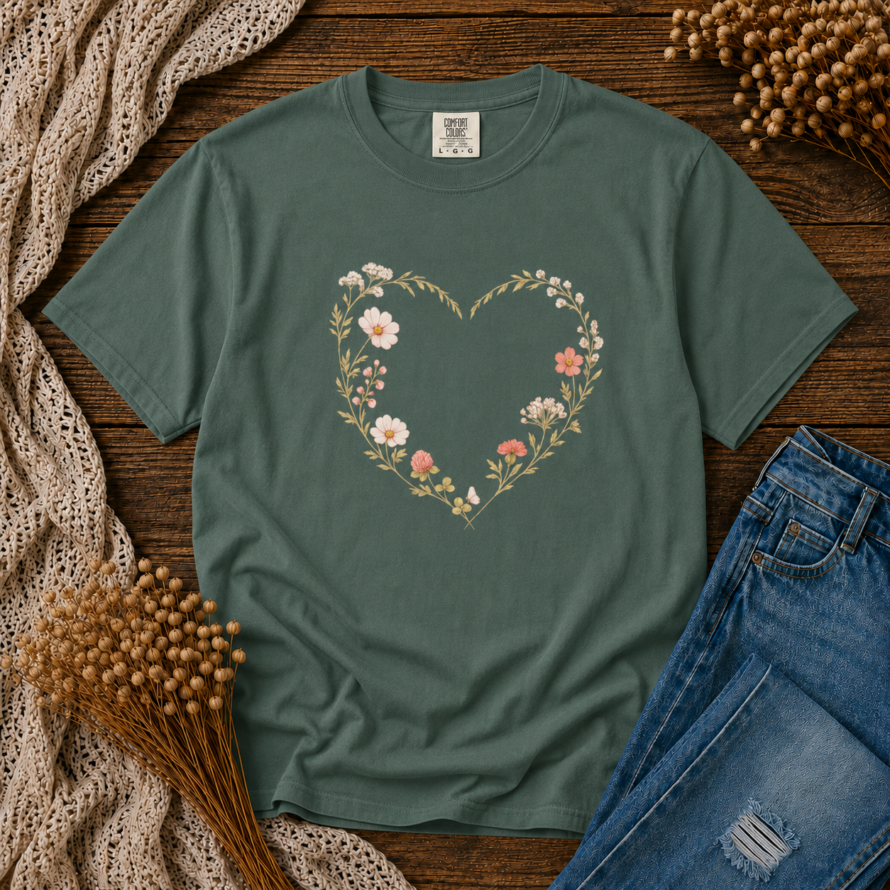 Wildflower Heart Wreath Tee