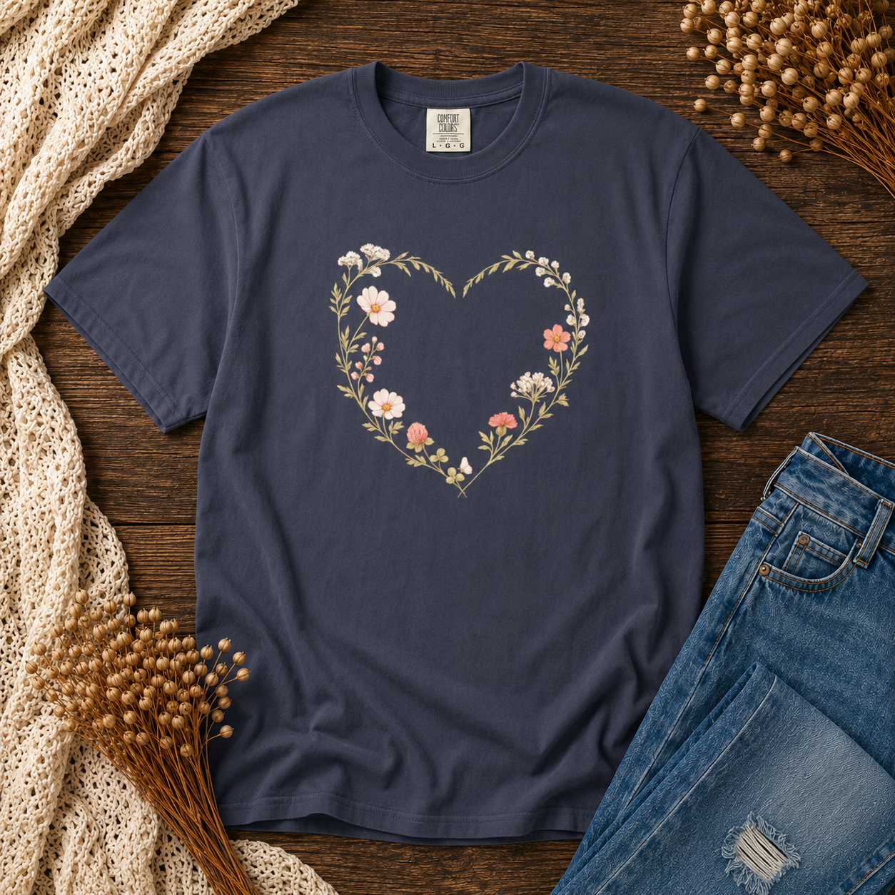 Wildflower Heart Wreath Tee