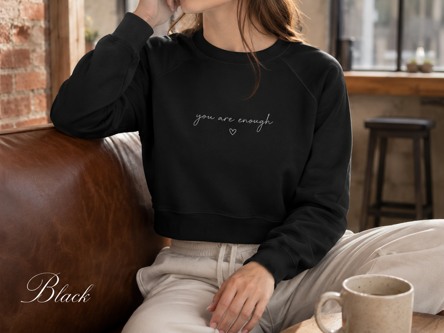 You Are Enough — Women's Cropped Fleece Pullover