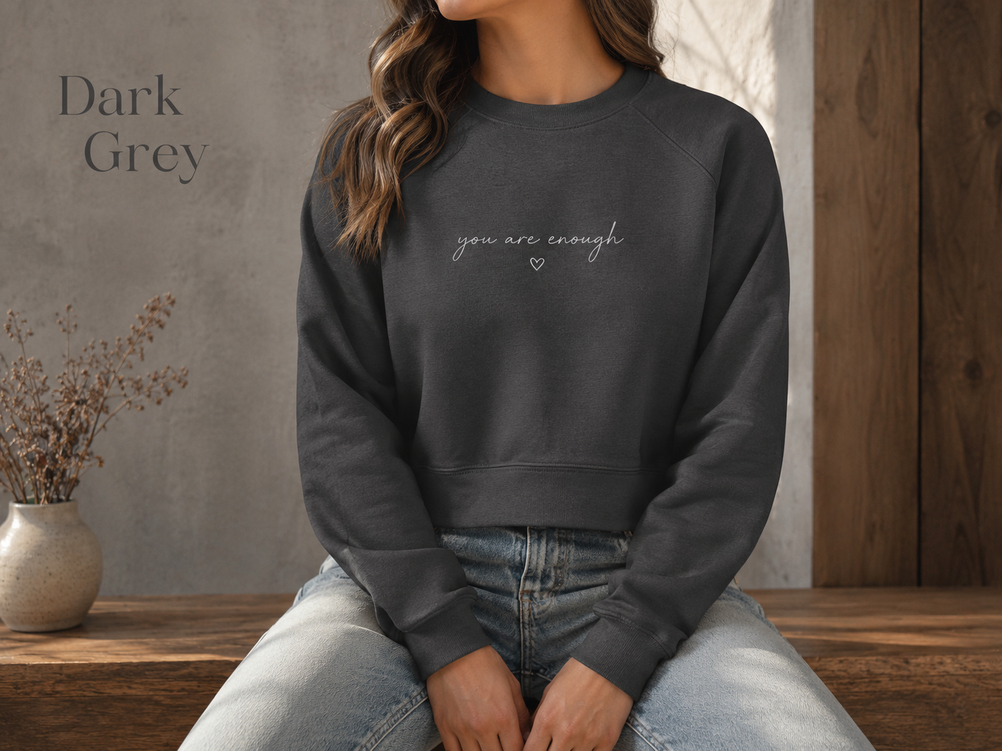 You Are Enough — Women's Cropped Fleece Pullover