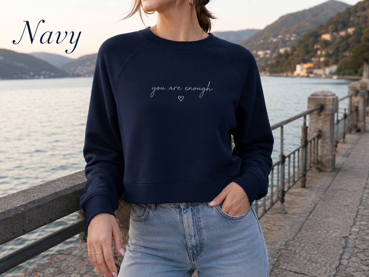 You Are Enough — Women's Cropped Fleece Pullover