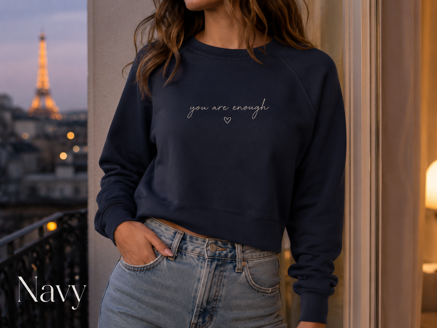 You Are Enough — Women's Cropped Fleece Pullover