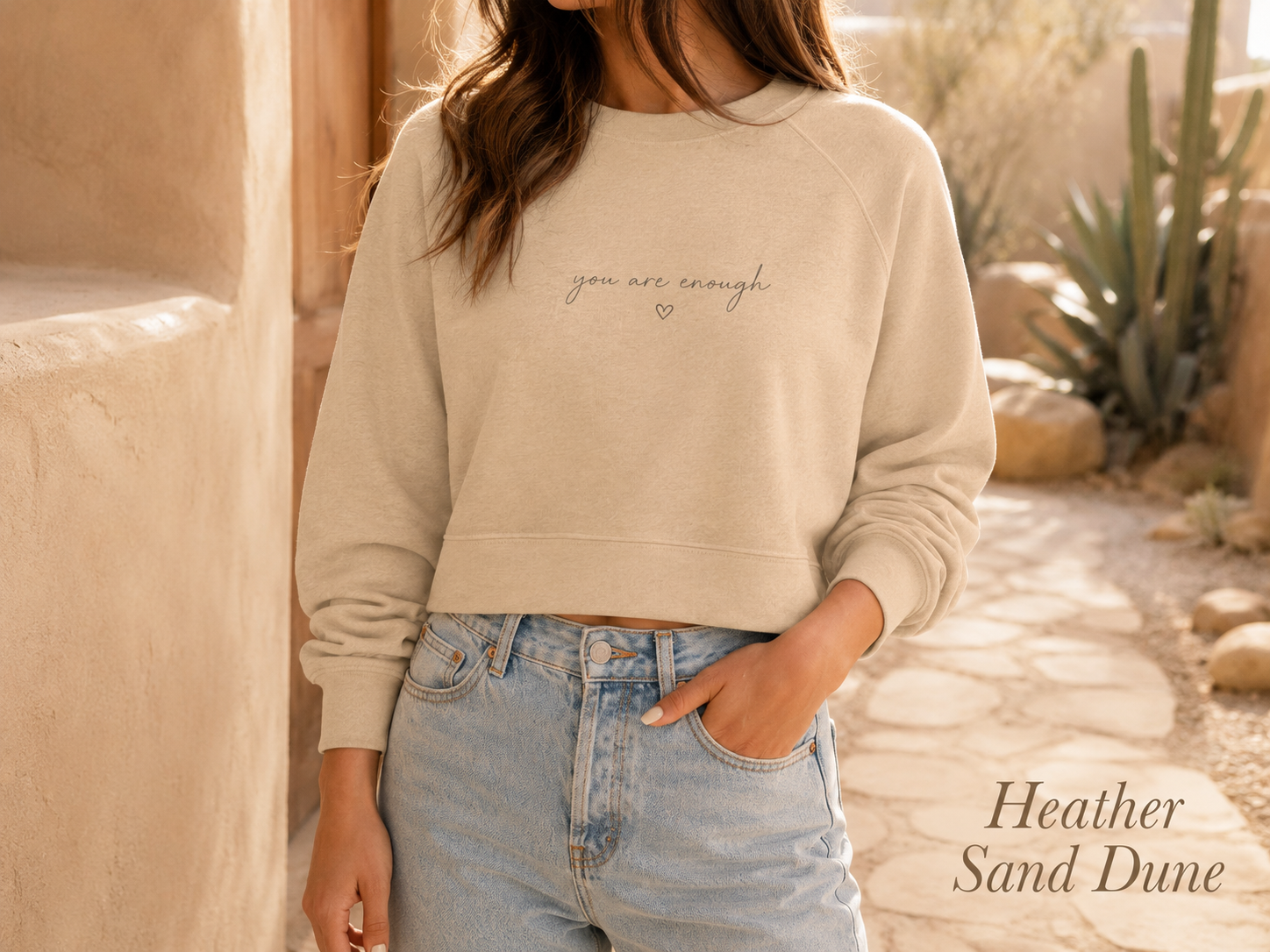 You Are Enough — Women's Cropped Fleece Pullover