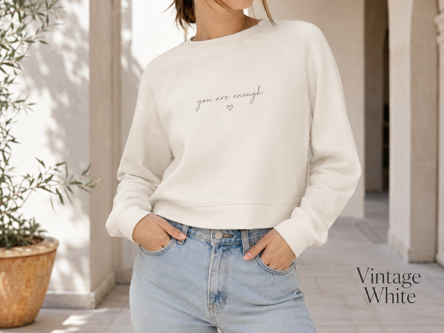 You Are Enough — Women's Cropped Fleece Pullover