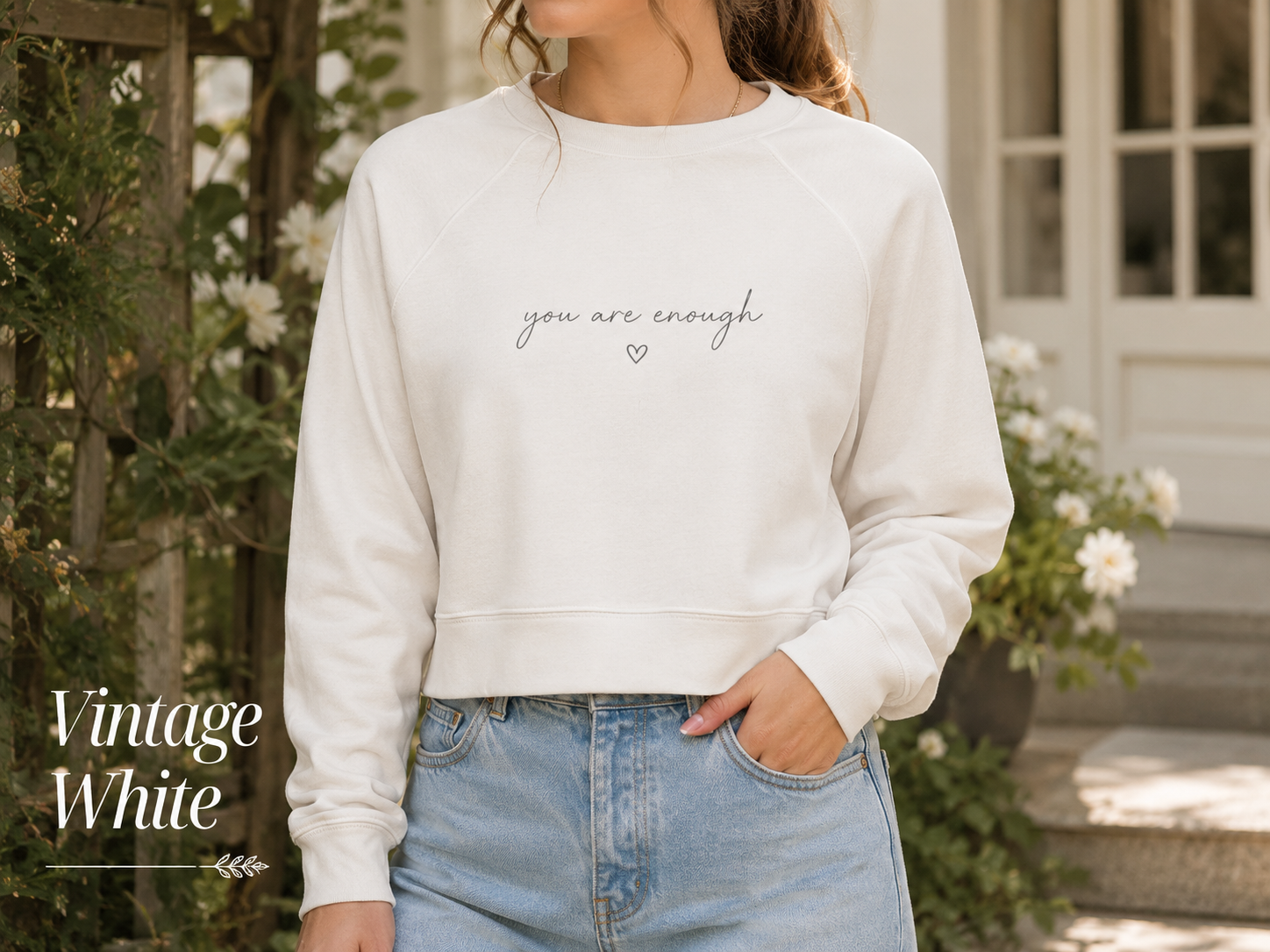You Are Enough — Women's Cropped Fleece Pullover