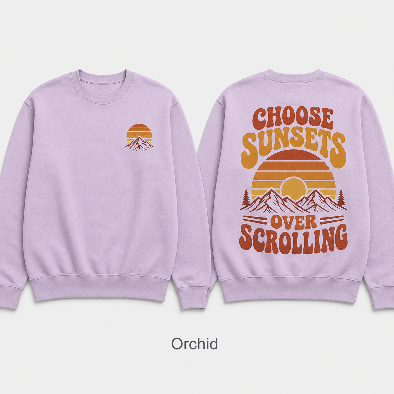 Choose Sunsets Over Scrolling — Retro Sunset Sweatshirt