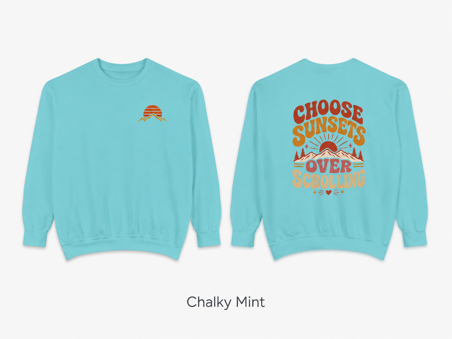 Choose Sunsets Over Scrolling — Retro Sunset Sweatshirt