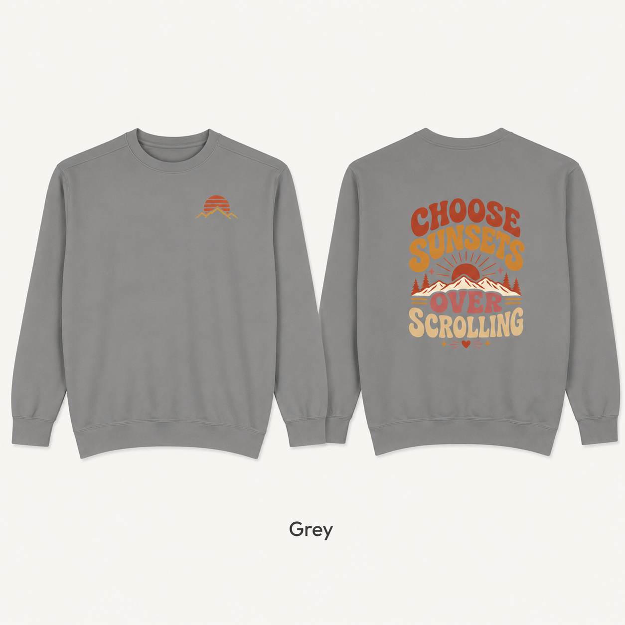 Choose Sunsets Over Scrolling — Retro Sunset Sweatshirt