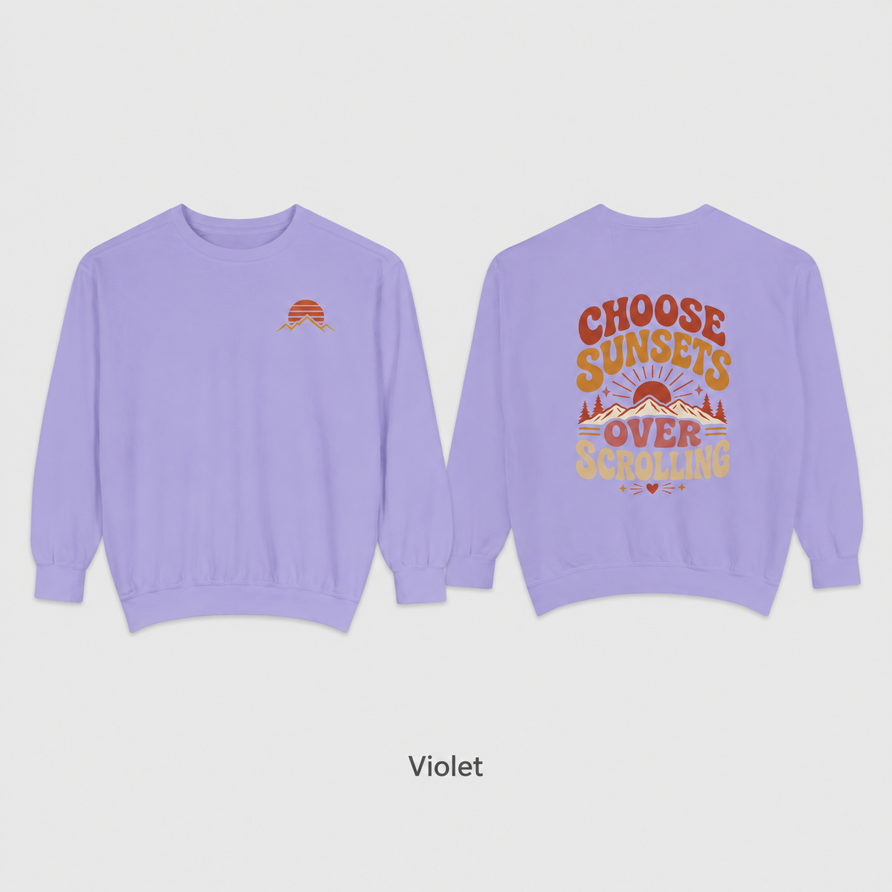 Choose Sunsets Over Scrolling — Retro Sunset Sweatshirt