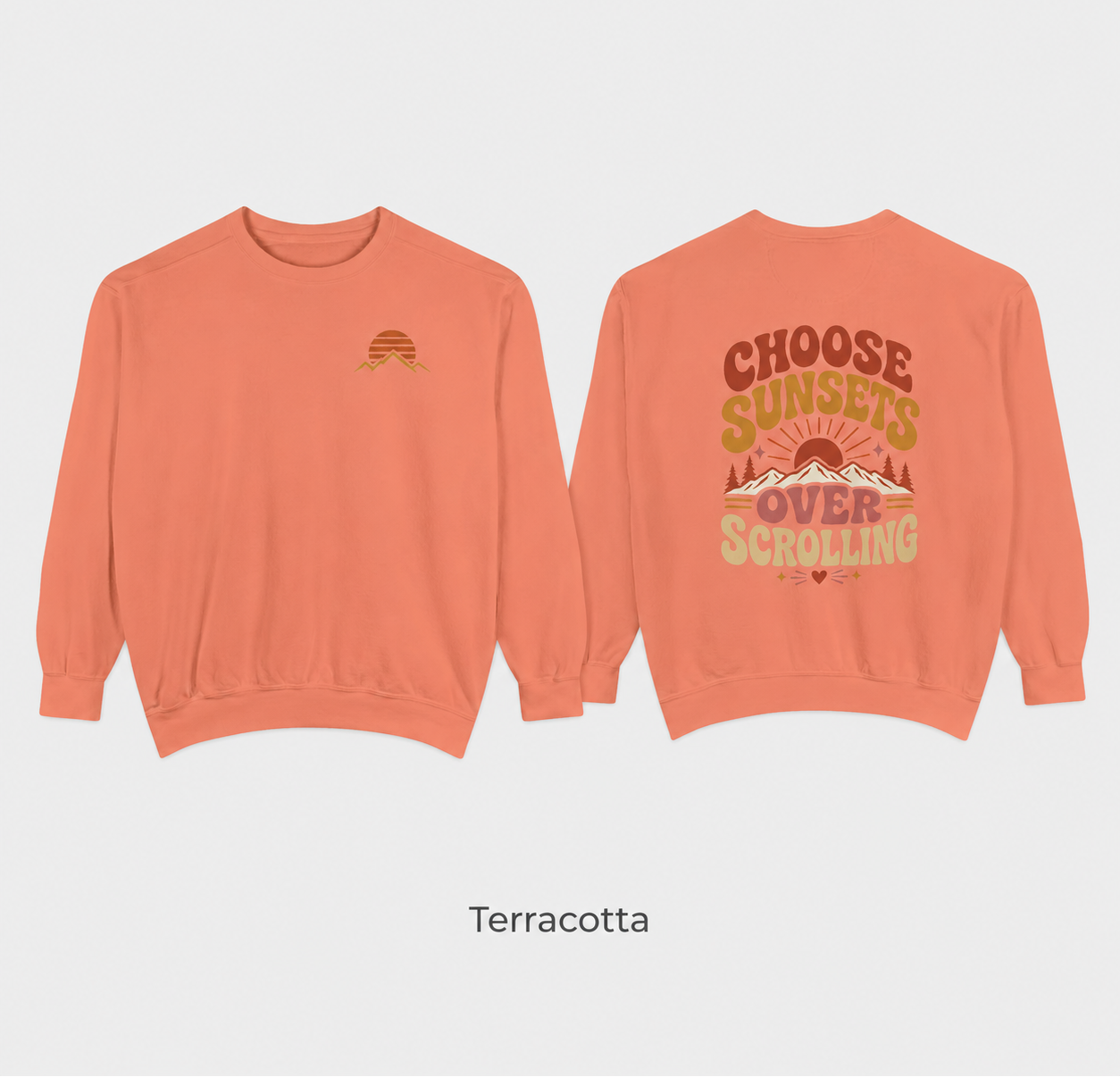 Choose Sunsets Over Scrolling — Retro Sunset Sweatshirt