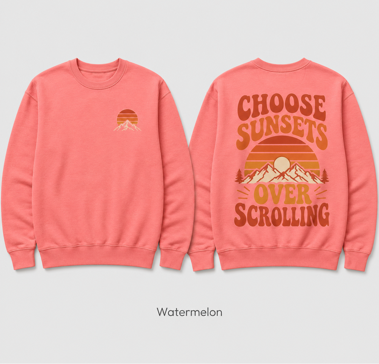 Choose Sunsets Over Scrolling — Retro Sunset Sweatshirt