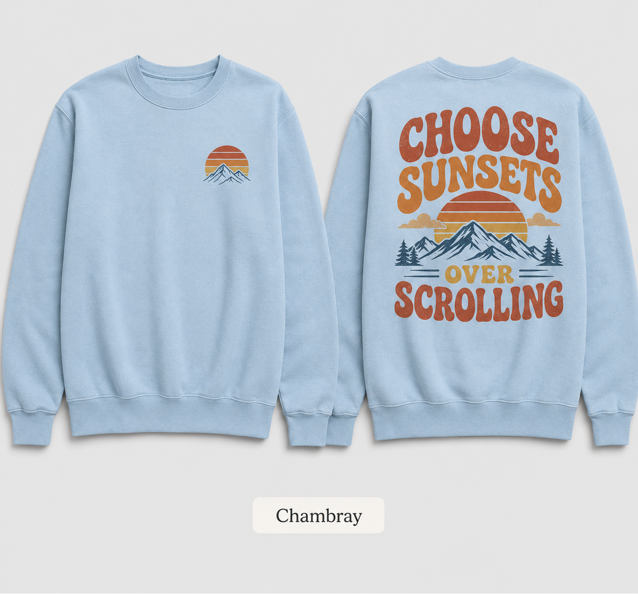 Choose Sunsets Over Scrolling — Retro Sunset Sweatshirt