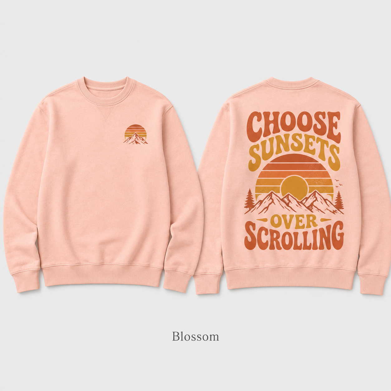 Choose Sunsets Over Scrolling — Retro Sunset Sweatshirt