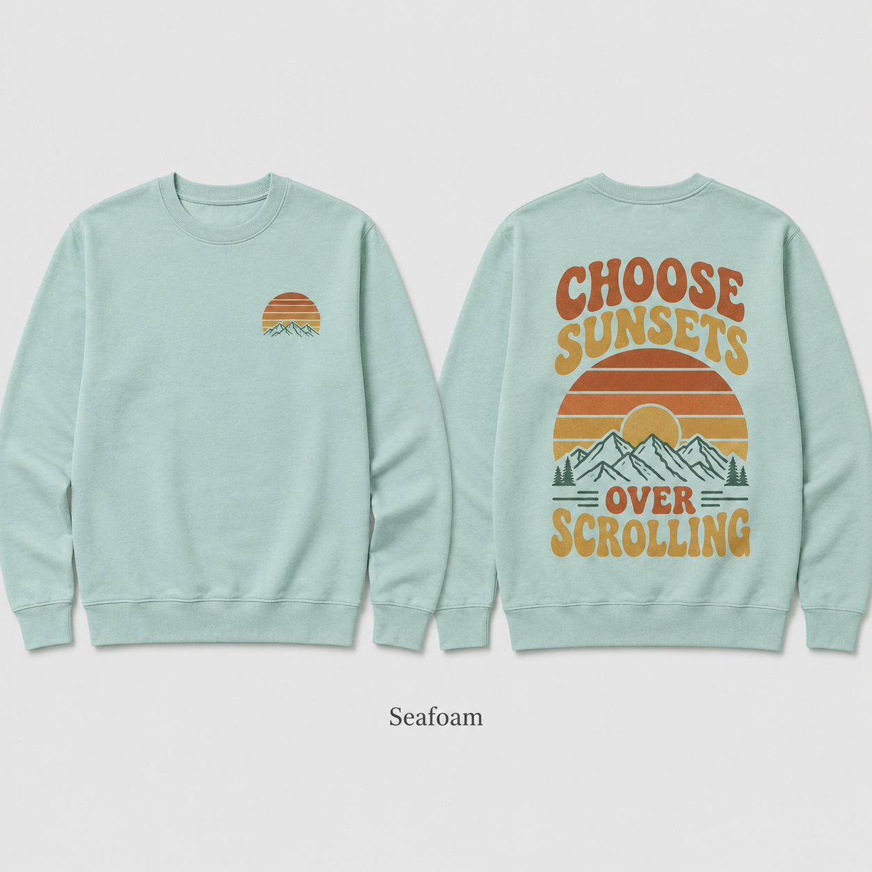 Choose Sunsets Over Scrolling — Retro Sunset Sweatshirt